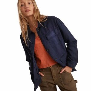 Marine Layer Zito Chore Coat Navy Linen Blend Size Medium EUC